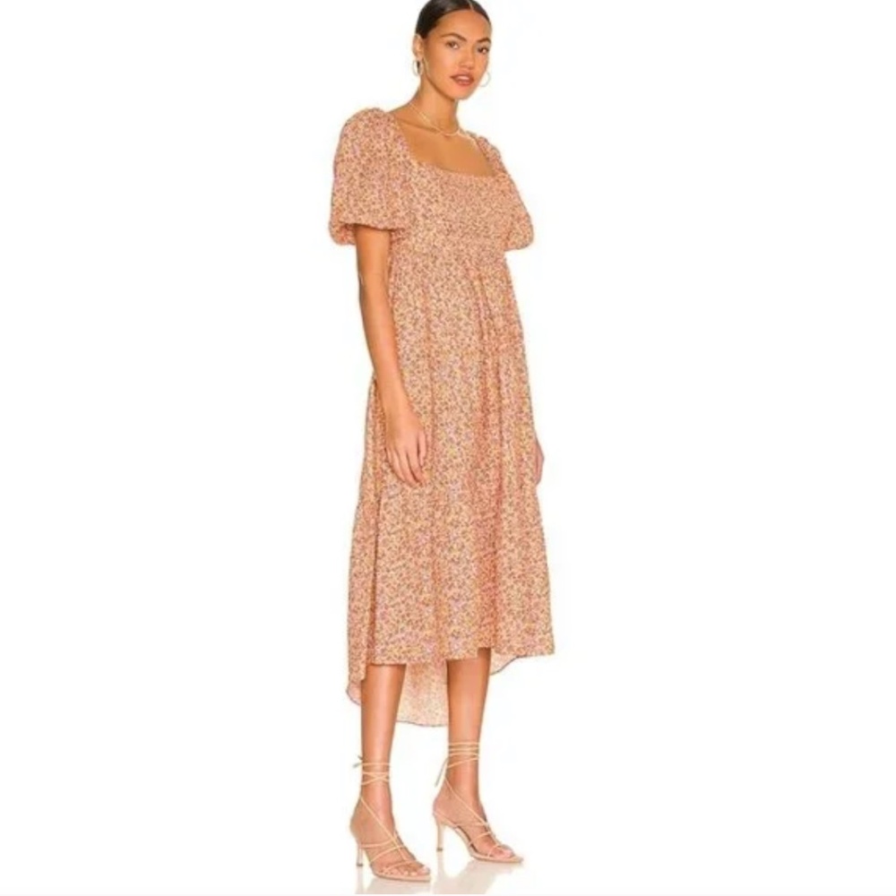 🌸 Women’s MINKPINK Morwell Midi Floral Multicolor Smocked Summer Dress Size XL